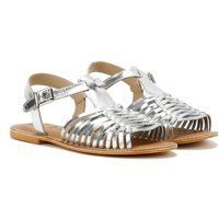 Tower Footwear Hurache Damen Silberne Ledersandalen