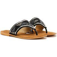 Tower Footwear Wide Vamp Toepost Damen Schwarze Sandalen