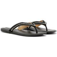 Tower Footwear Metallic Bead Thong Damen Schwarze Sandalen