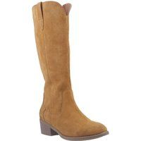 Hush Puppies Isabella Damen Stiefel in kniehoher Wildlederoptik mit Absatz in Tan