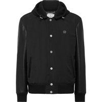 Herren Nylon und Leder Varsity Jacke
