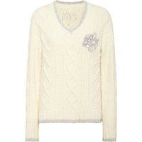 Zopfstrickpullover mit V-Ausschnitt