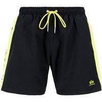 Schwarze Herren Badeshorts mit Streifendetail
