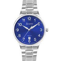 Herrenuhr Silberfarbenes Gehäuse Blaues Zifferblatt