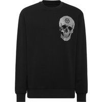 Totenkopf Strass Baumwollfleece-Sweatshirt