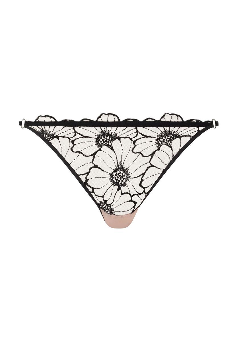 Florale, bestickte Spitzen-Tanga-Höschen