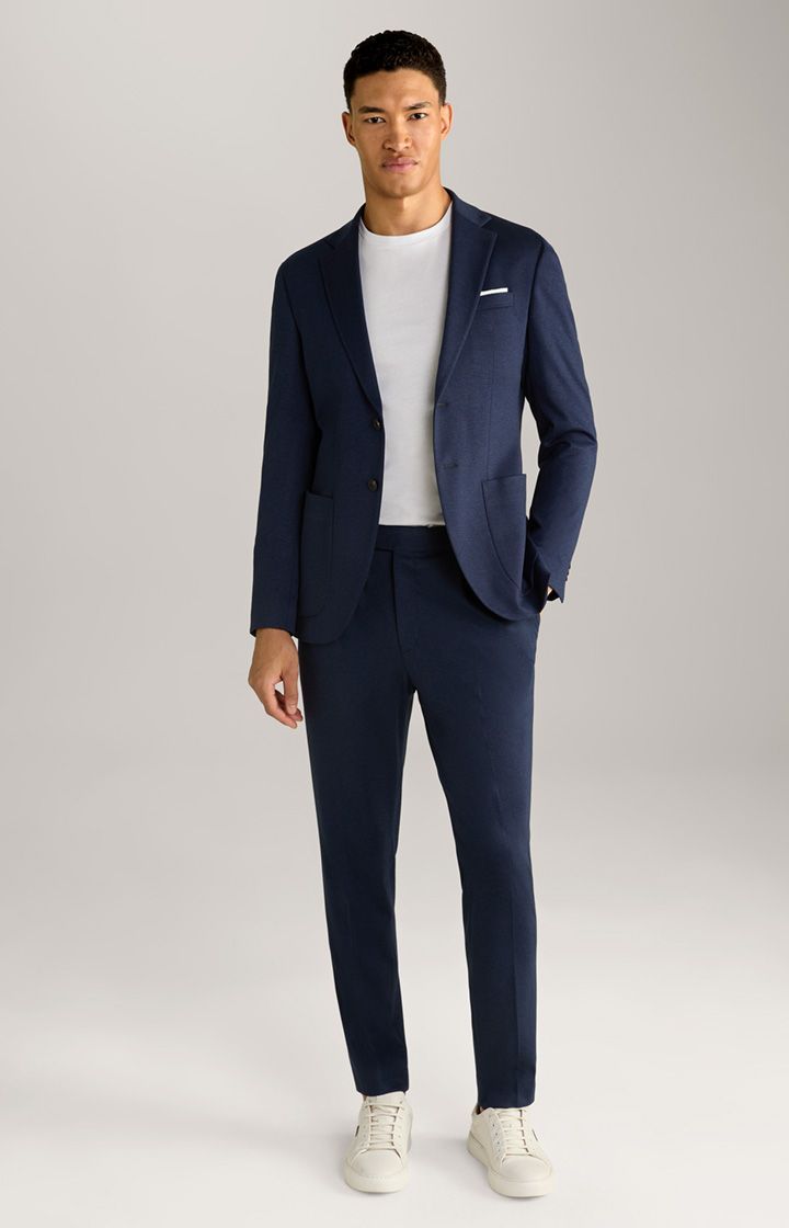 Alberto Bird marineblaue Jersey-Anzughose mit Bundfalten