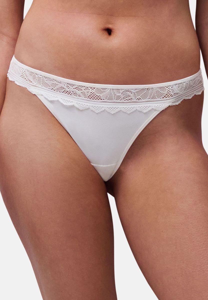 Tanga Slip mit Blumenmuster und Spitze