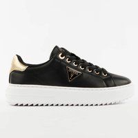 Elegante schwarze Leder Plateau-Sneakers