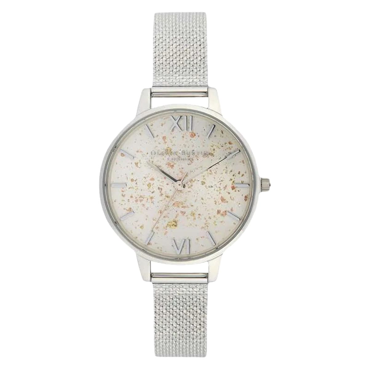 Minimalistische Silber Glitzer Zifferblatt Uhr