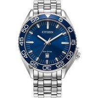 Herrenuhr Edelstahl blaues Zifferblatt