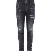 Schwarze Slim Fit Jeans im Used-Look