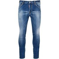 Verkürzte, schlanke blaue Denim-Jeans