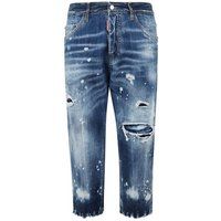 Destroyed Cropped Jeans mit Fransen-Saum
