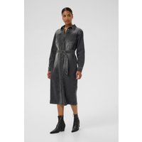 Gürtel-Jeans-Midikleid mit langen Ärmeln