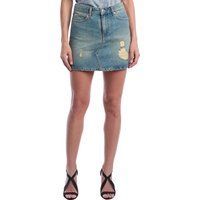 Minirock aus Denim mit Used-Look und Saum