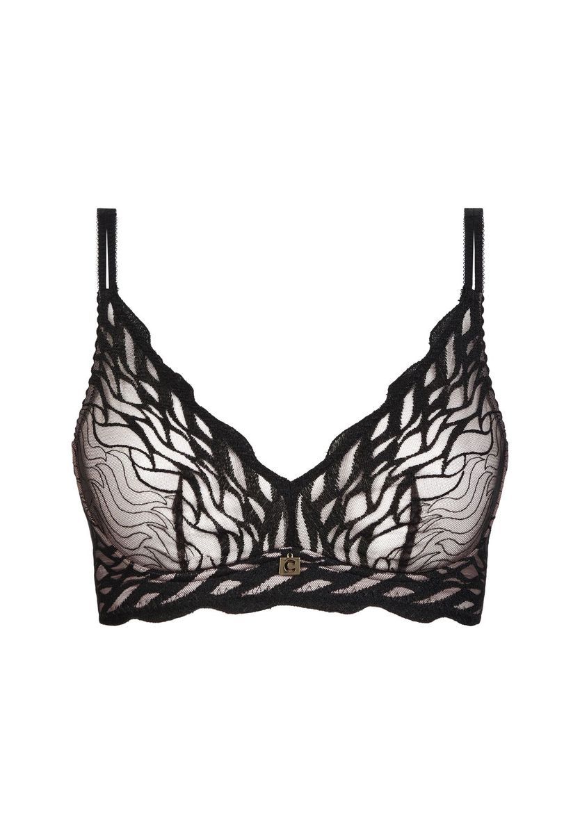 Schwarzes transparentes Spitzen-Bralette