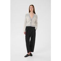 Gestreifte Baumwollmischung Strickjacke Klassische Passform
