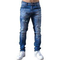 Herren-Jeans im Used-Look, schmale Passform
