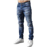 Herren-Jeans im Used-Look, schmale Passform