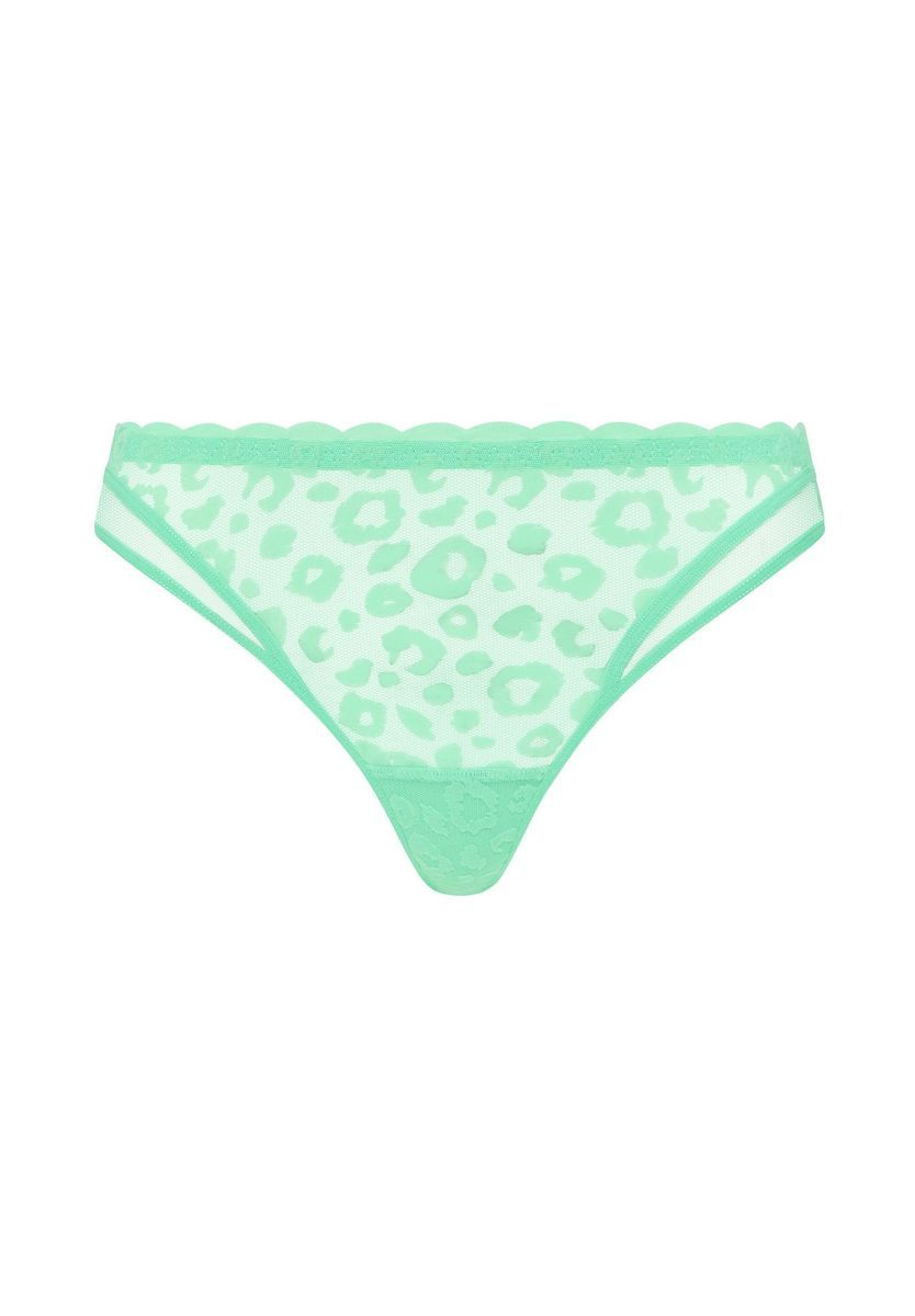 Mintgrüner Stringtanga mit Leopardenmuster