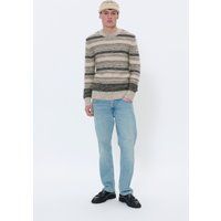 Gestreifter Baumwollmischung Rundhals Pullover