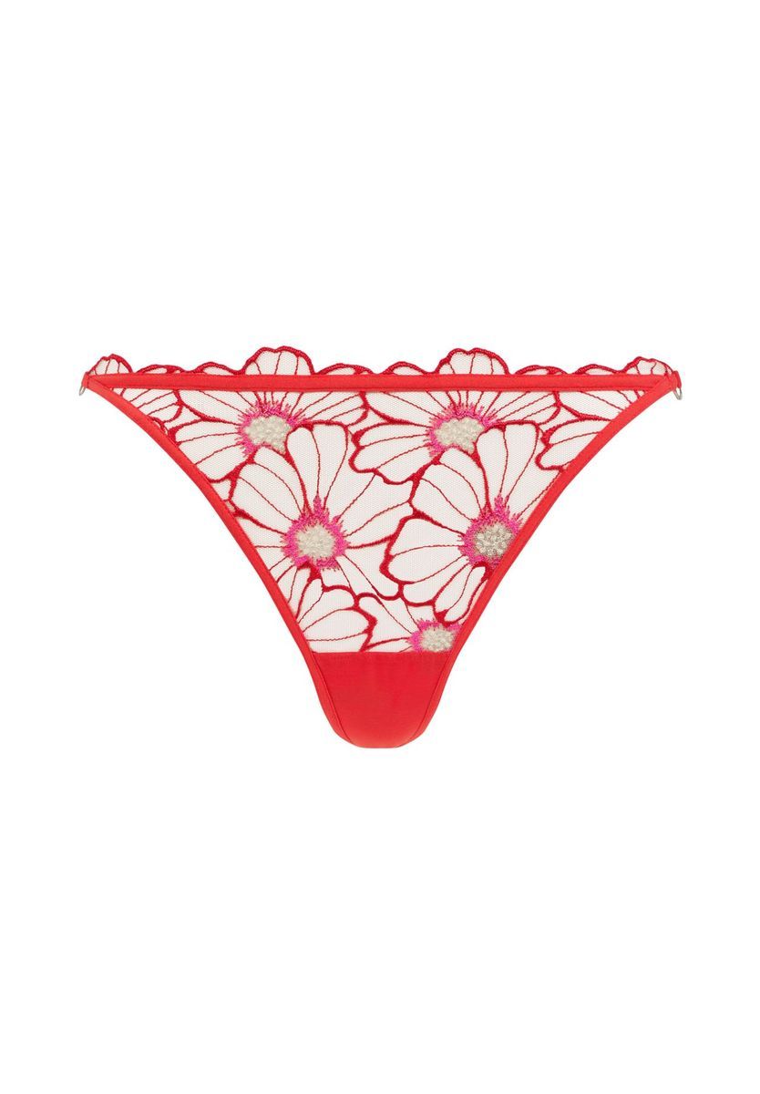 Floral bestickter String Tanga