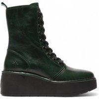 Grüne Leder Plateau Stiefeletten