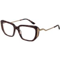 Gemusterte, quadratische Brille mit goldenen Bügeln