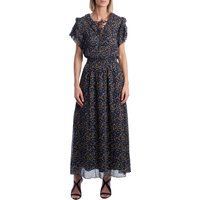 Langes Maxikleid mit Blumenmuster und Rüschen