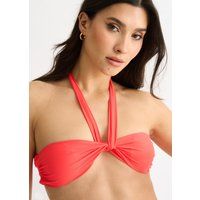 Orangefarbenes Neckholder-Bikini-Oberteil mit Twist