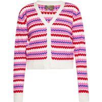 Gestreifte Strickjacke mit V-Ausschnitt