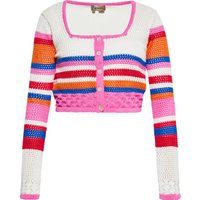 Gestreifte Strickjacke mit V-Ausschnitt
