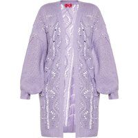 Strickjacke mit offenem Strick und Ballonärmeln