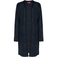 Offene, lange Strickjacke in Schwarz