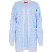 Blau Lavendel Strickjacke mit offener Vorderseite