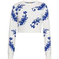Kurz Strickpullover mit Blumenmuster