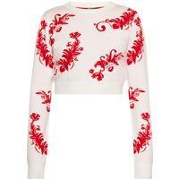 Strickpullover mit Blumenmuster und kurzem Schnitt