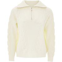 Zopfmuster-Pullover mit halbem Reißverschluss