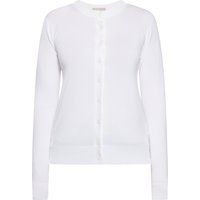 Klassische weiße Strickjacke mit Knopfleiste
