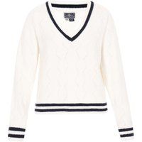 Dreimaster Pullover Frauen Cremeweiß, Marineblau