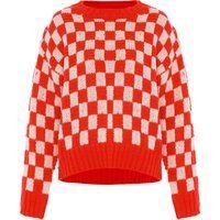 Schachbrettmuster Strickpullover