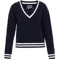 Dreimaster Pullover Frauen marineblau cremeweiß