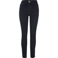 Slim-Fit High-Waist Jeans mit Strasssteinen