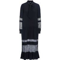 Schwarzes Midikleid mit Spitzeneinsätzen