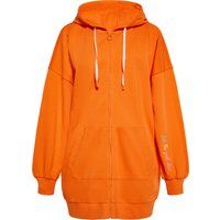 Oranger Kapuzenpullover mit Reißverschluss und Stickerei