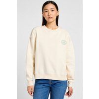 Ecru Sweatshirt mit Rundhalsausschnitt, lockere Passform