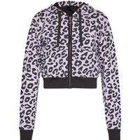 Kapuzenpullover mit Leopardenmuster und Reißverschluss