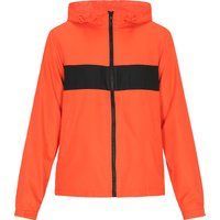 Orangefarbene, leichte Regenjacke mit Kapuze