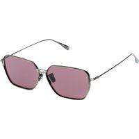 Sonnenbrille mit eckigem Rahmen und lila Gläsern